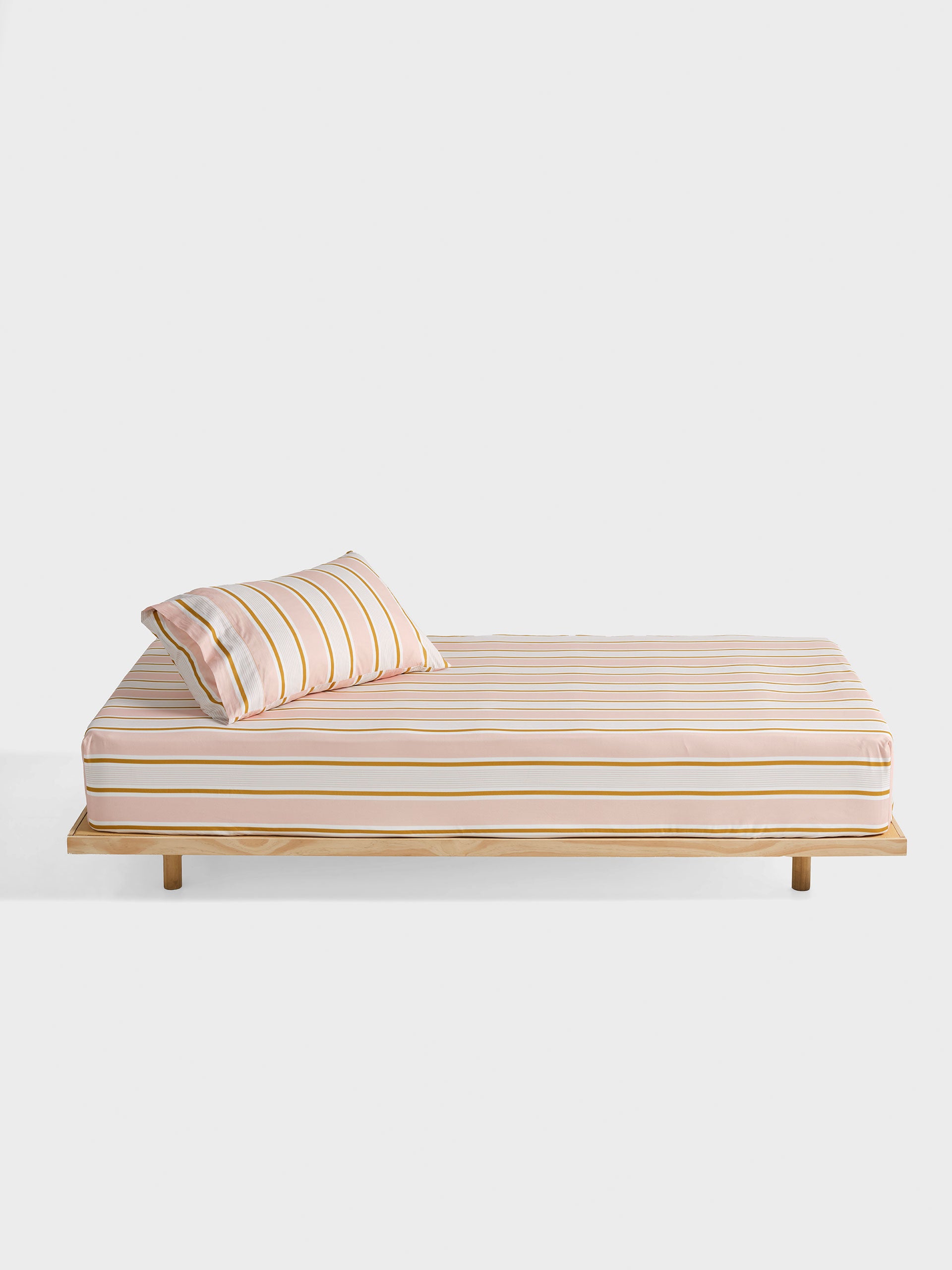 Sailor Stripe Pink Fitted Sheet + Pillowcase Set