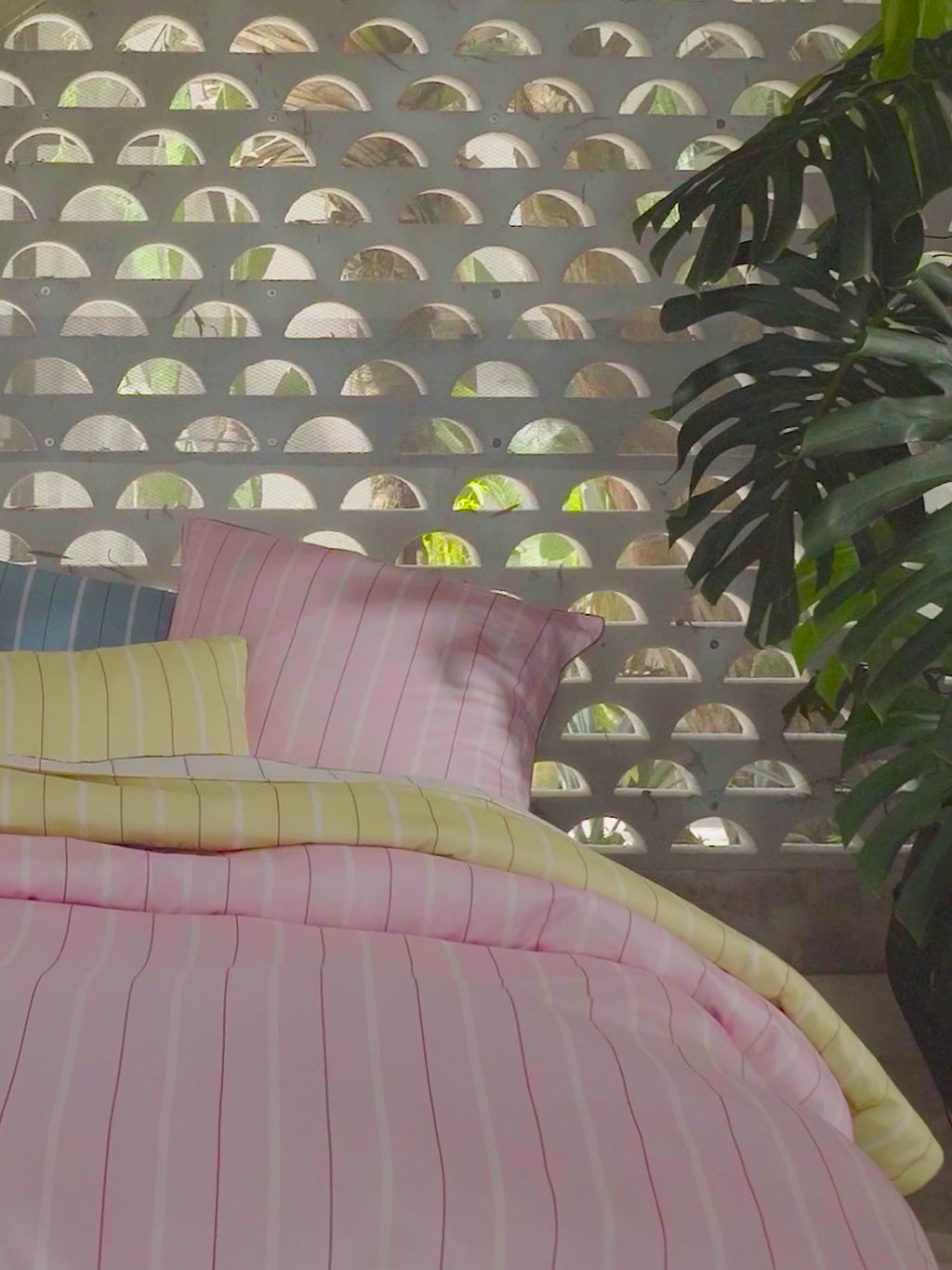 Monday Stripe Lilac Quilt Cover Set
