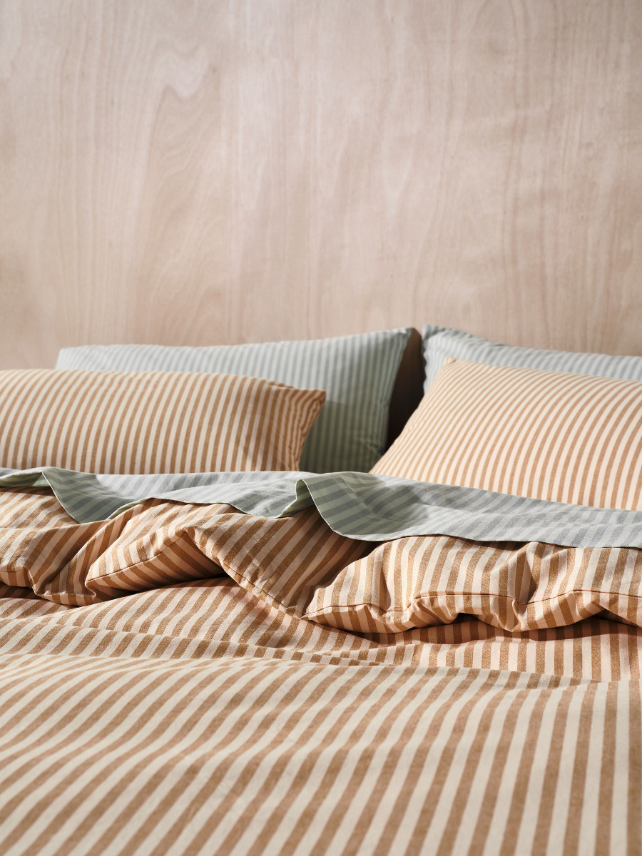 Classic Stripe Nutmeg Quilt Cover Set