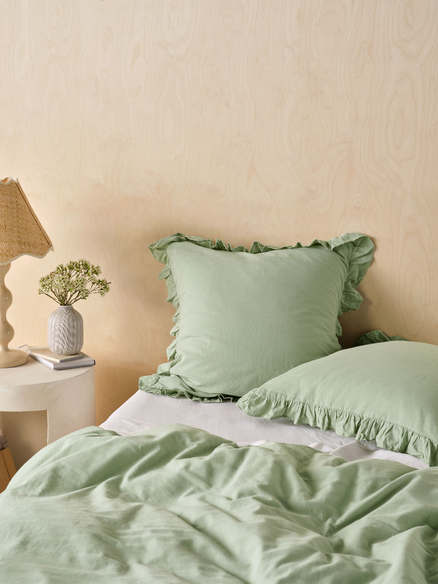 Vintage Ruffle Seaglass European Pillowcase