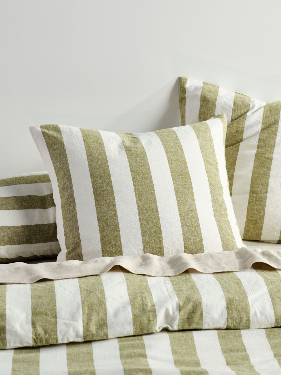 Vintage Stripe Pesto European Pillowcase