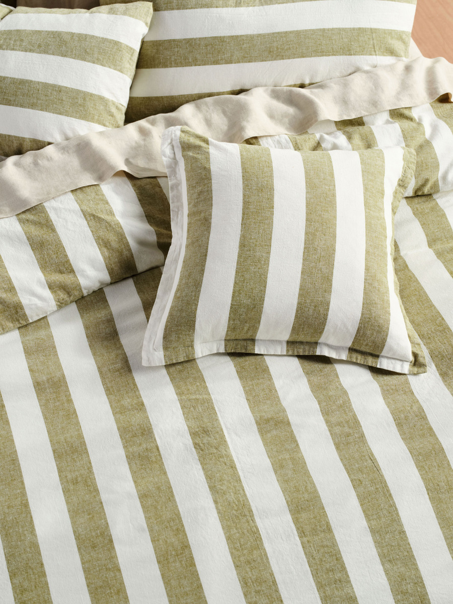 Vintage Stripe Pesto Cushion 48x48cm