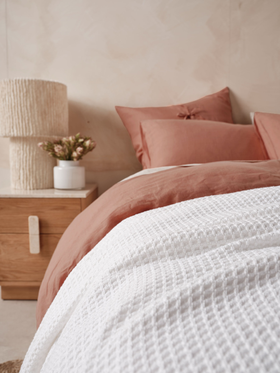 Waffle White Blanket
