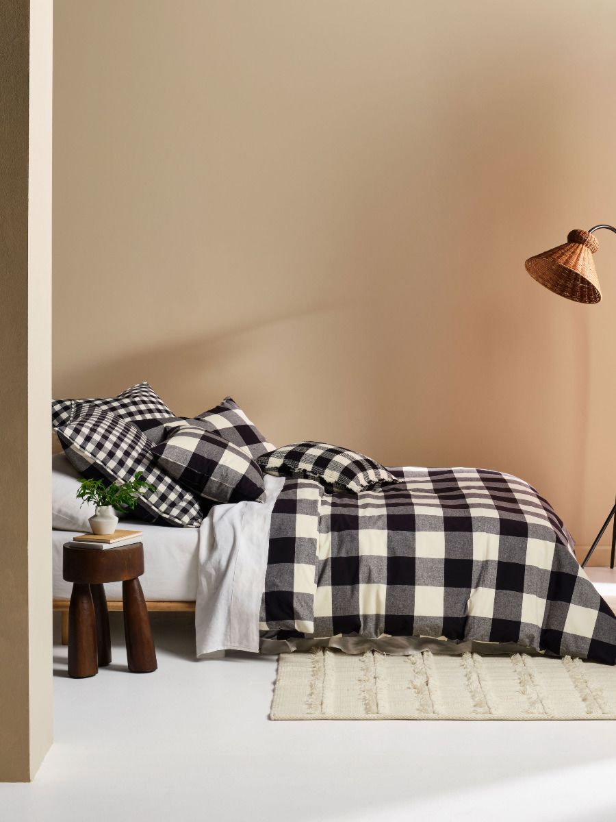 Black and white quilt covers top