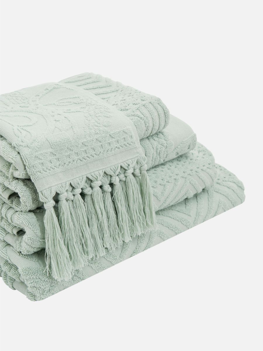 Palm Jacquard Mint Towel Collection