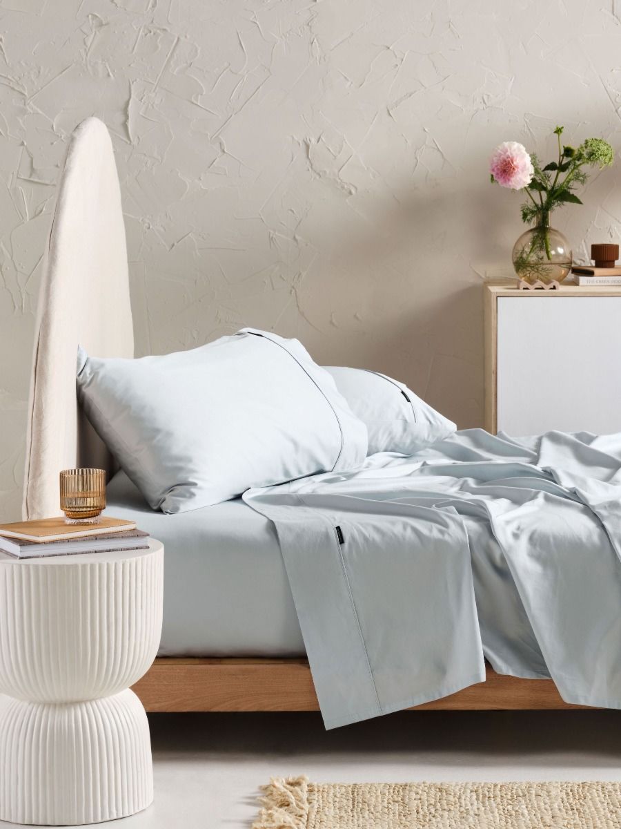 500TC Pale Blue Cotton Sateen Sheet Set
