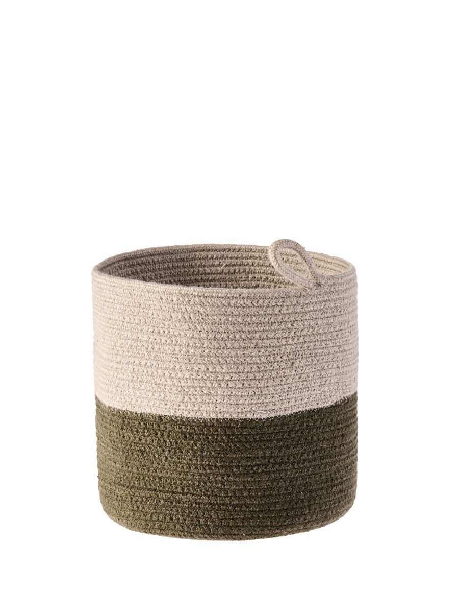Duo Stripe Olive Storage Basket