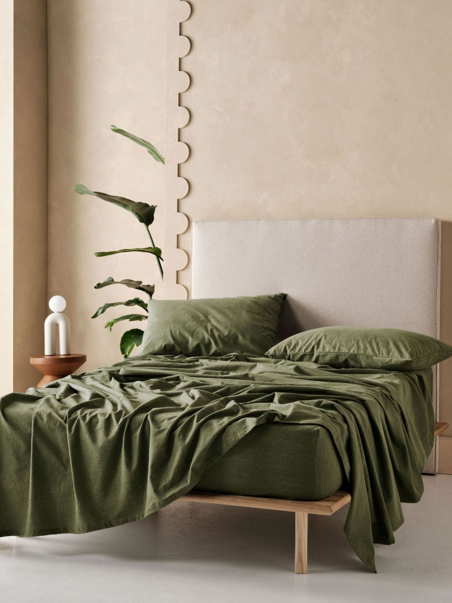 Flannelette Moss Plain-Dyed Sheet Set