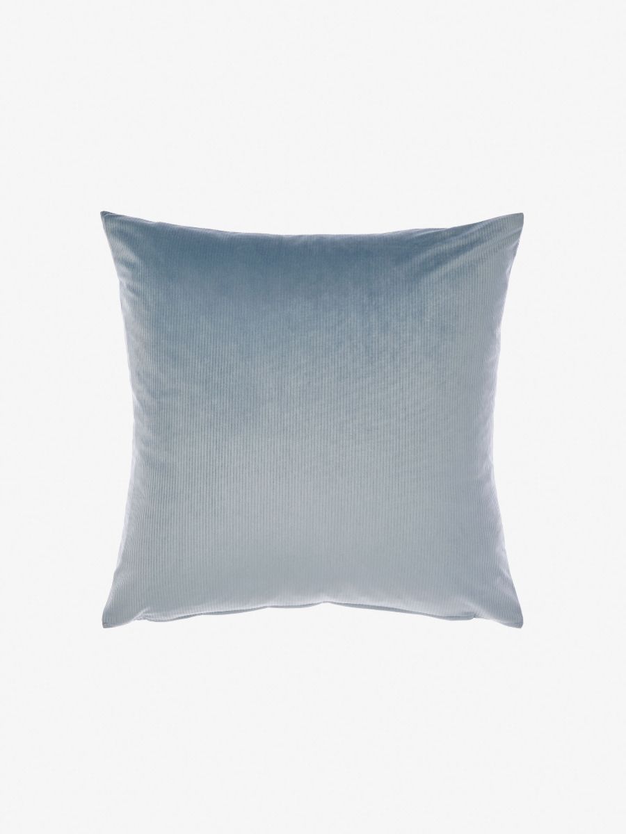 Velvet Ribbed Blue Cushion 60x60cm