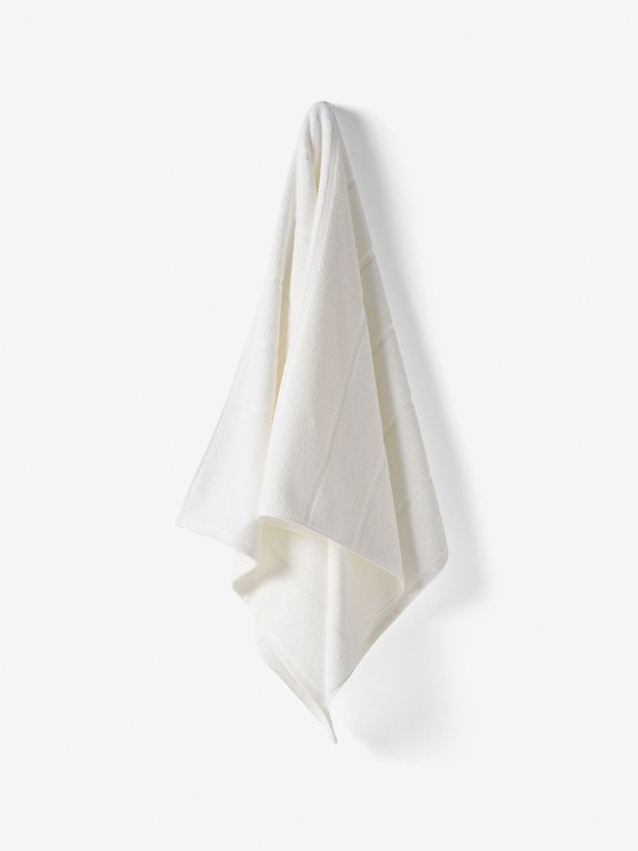 Velour Stripe White Towel Collection
