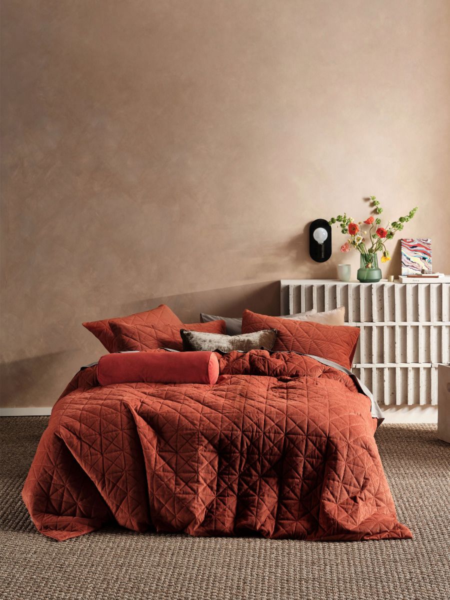 Heath Rust Quilt Cover Set Linen House