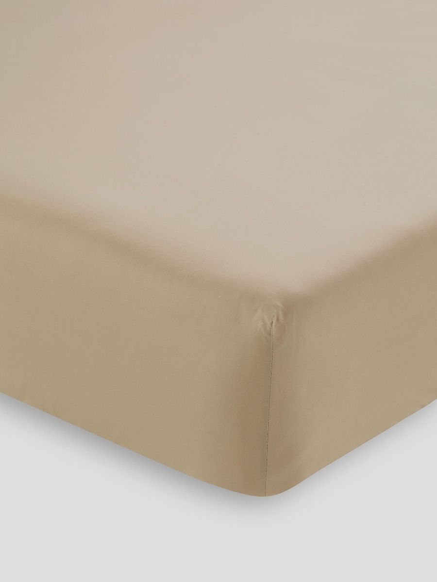 300TC Cotton Sateen Fitted Sheet 50cm - Latte