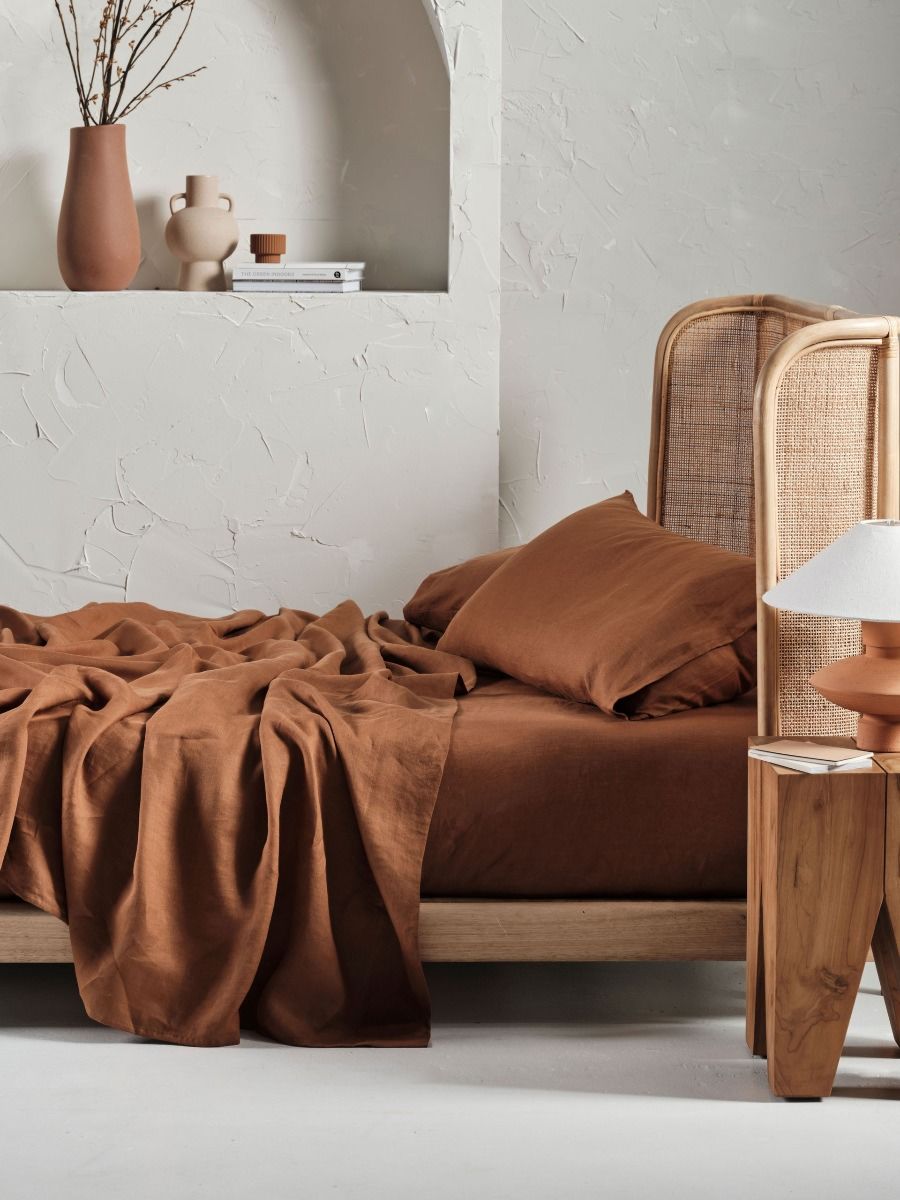 Pure Linen Cinnamon Sheet Set