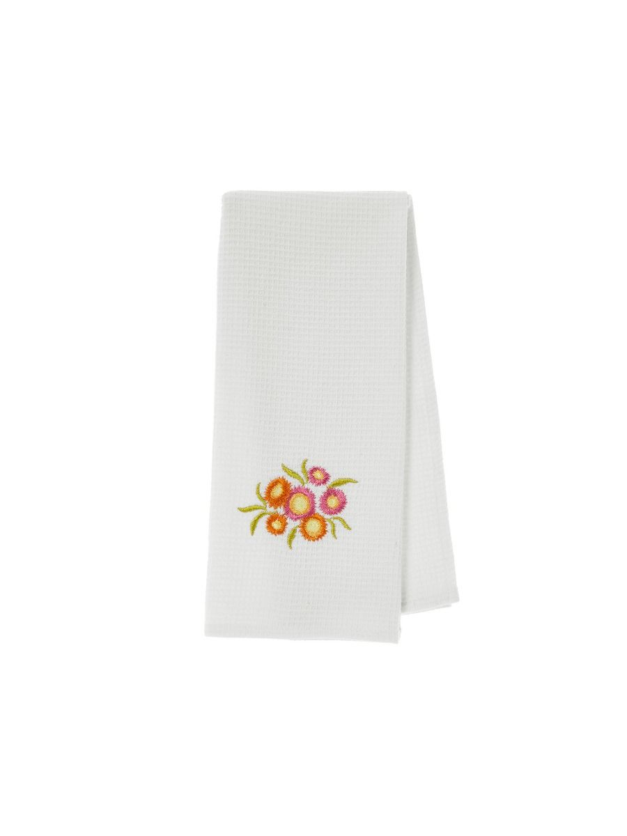 Paper Daisy Embroidered Tea Towel