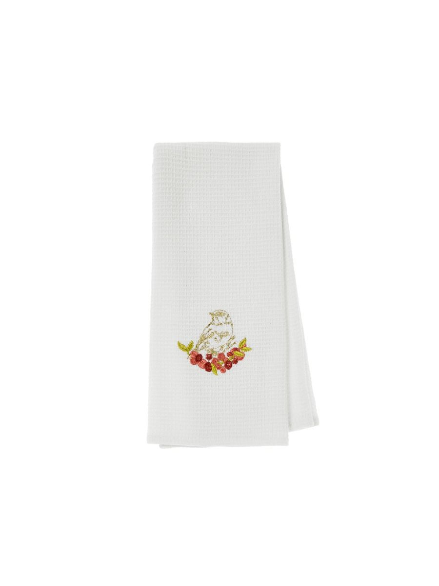 Songbird Embroidered Tea Towel
