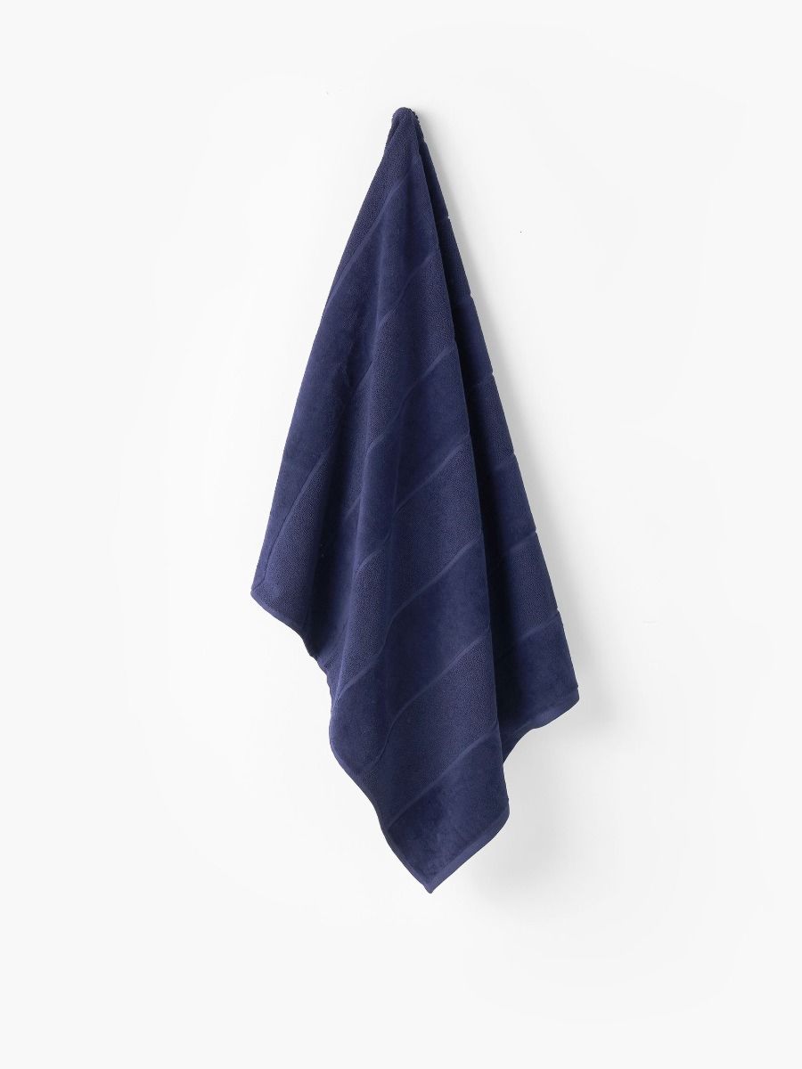 Velour Stripe Navy Towel Collection
