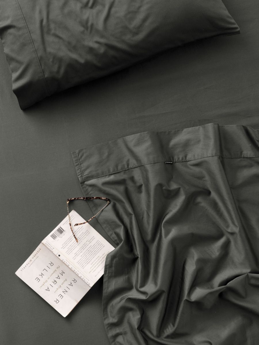 300TC Charcoal Cotton Percale Sheet Set