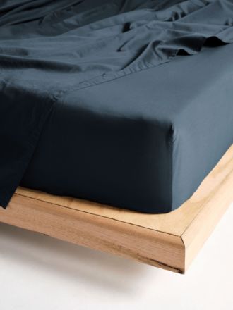 Augusta Navy Cotton Sateen Fitted Sheet 50cm
