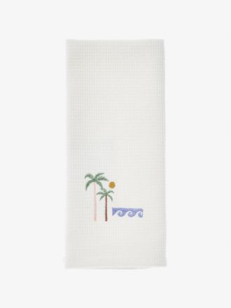 Beach Getaway Embroidered Tea Towel