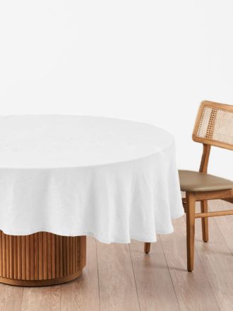Nimes White Round Tablecloth 
