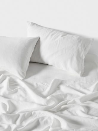 Nimes White Linen Flat Sheet