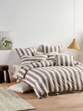 Vintage Stripe Tiramisu Quilt Cover Set