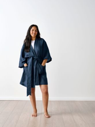 Nimes Navy Short Robe