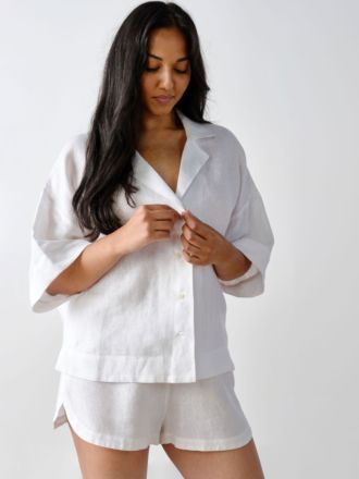 Nimes White Wide-Sleeved Shirt