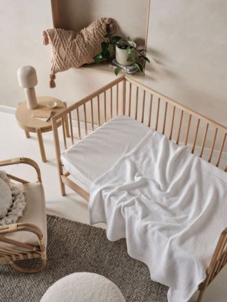 Waffle White Baby Blanket