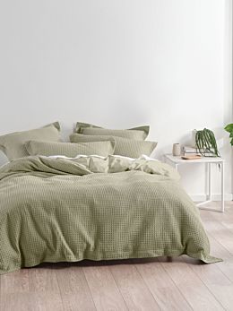 Deluxe Waffle Eucalyptus Quilt Cover Set