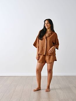Nimes Cinnamon Wide-Sleeved Shirt