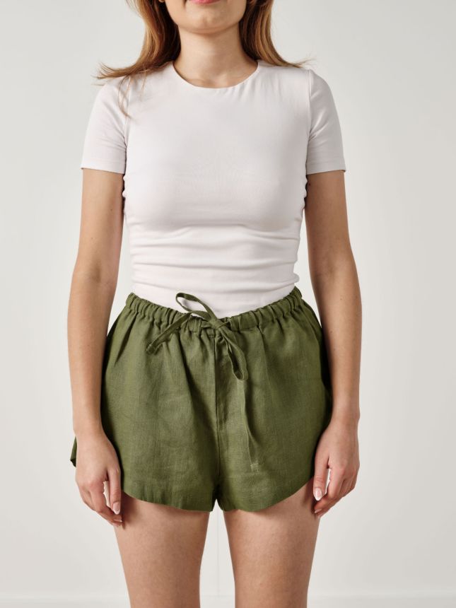 Linen Short Set - Moss