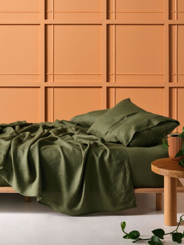 Natural Linen Bedding Set in Moss Green – Old Linen Mill