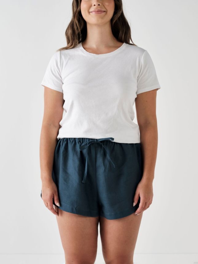 Linen shop navy shorts
