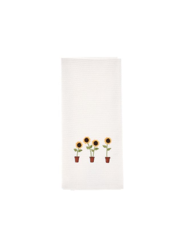 Sunflowers Embroidered Tea Towel