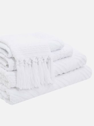 Palm Jacquard White Towel Collection