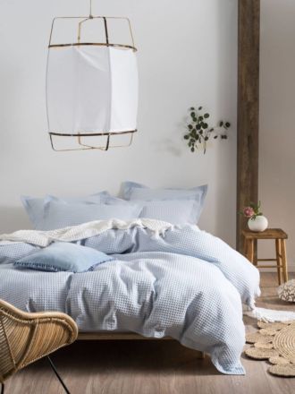 Deluxe Waffle Soft Blue Quilt Cover Set