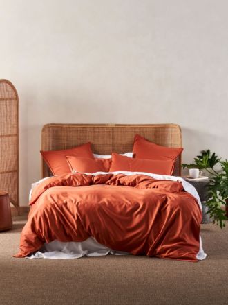 Aria Paprika Bamboo Cotton 600TC Quilt Cover Set