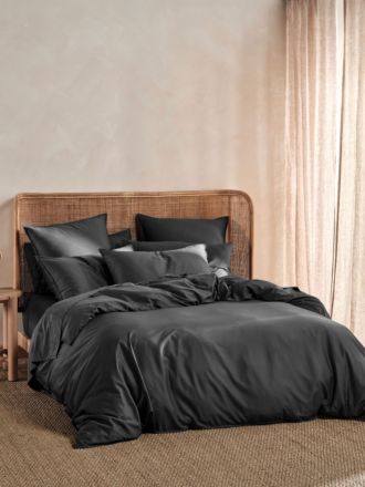 Nara Charcoal Bamboo Cotton Quilt Cover Set