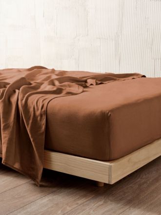 Nimes Cinnamon Linen Fitted Sheet 50cm