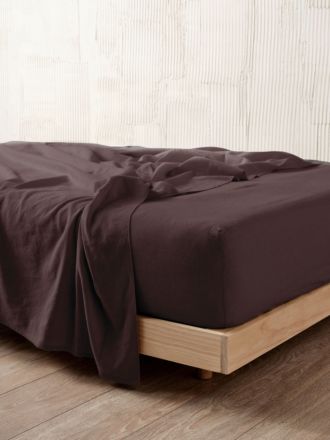 Nimes Espresso Linen Fitted Sheet 50cm