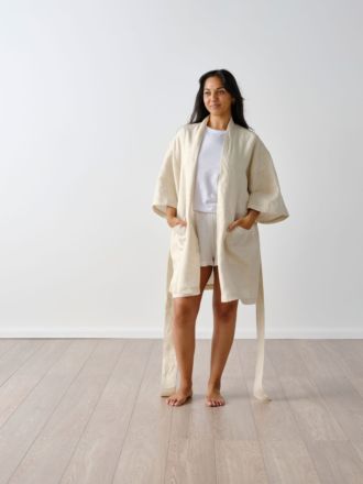 Nimes Natural Linen Short Robe