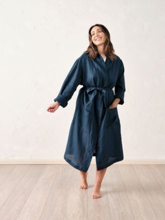 Nimes Navy Linen Robe