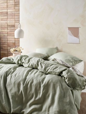 Nimes Wasabi Linen Quilt Cover Set