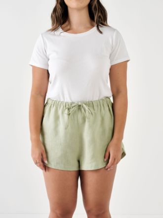 Nimes Wasabi Linen Shorts