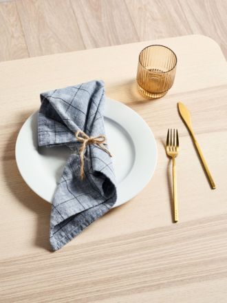 Oxford Grid Navy 4-Piece Napkin Set