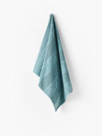 Velour Stripe Teal Towel Collection