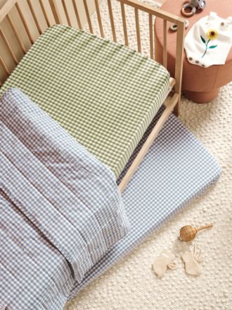 Springsteen Moss-Blue 2-Piece Cot Fitted Sheet Set