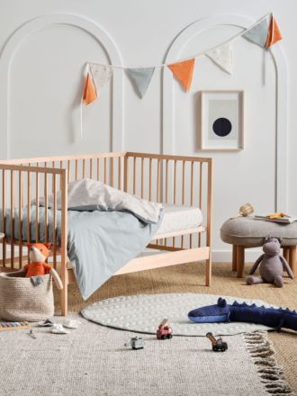 Smiles All Round Sugar-Smoke Cot Quilt Cover