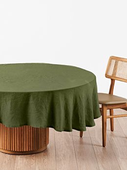 Nimes Moss Linen Round Tablecloth